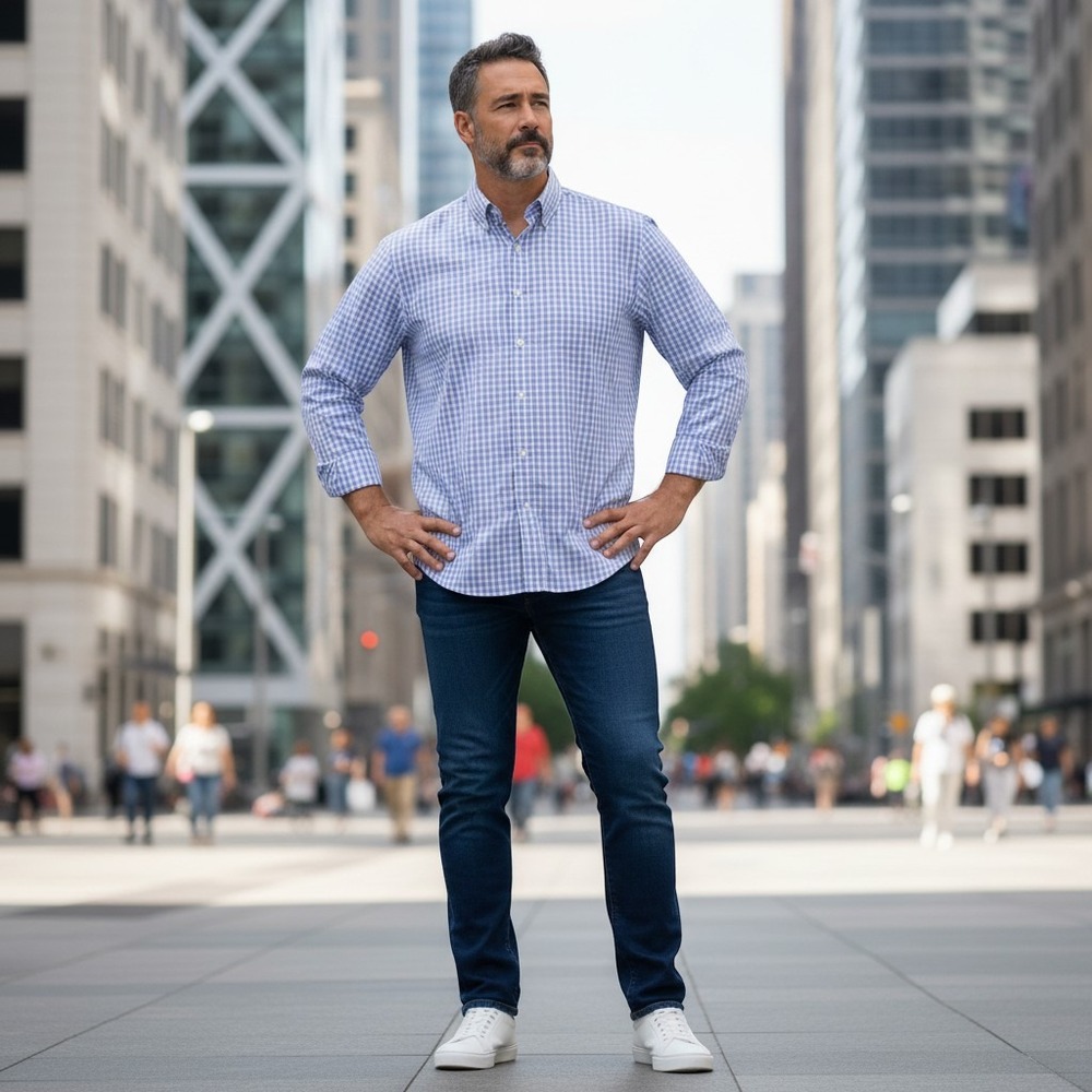 Peter Millar Crown Crafted Shirt Men's XXL Blue White Gingham Check Button Down